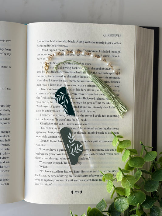 Elegant Leafy Acrylic Bookmark