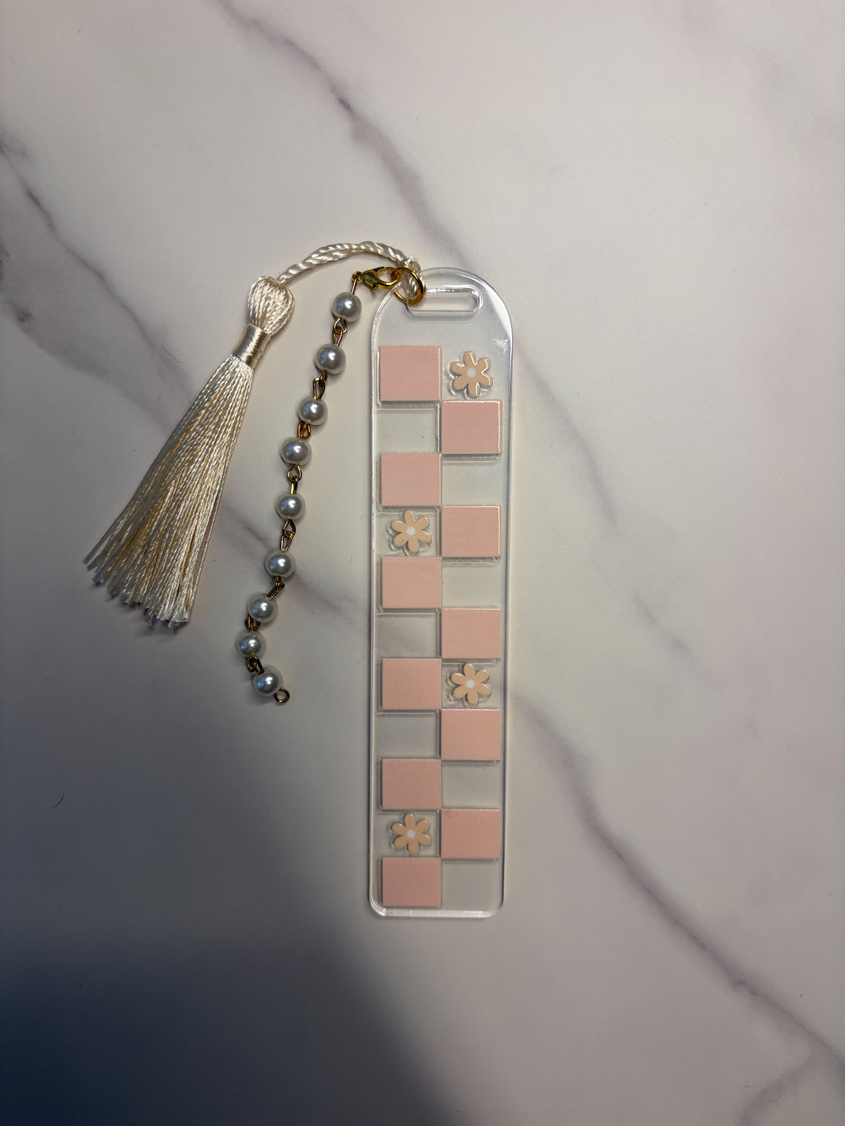 Floral Checkered Acrylic Bookmark