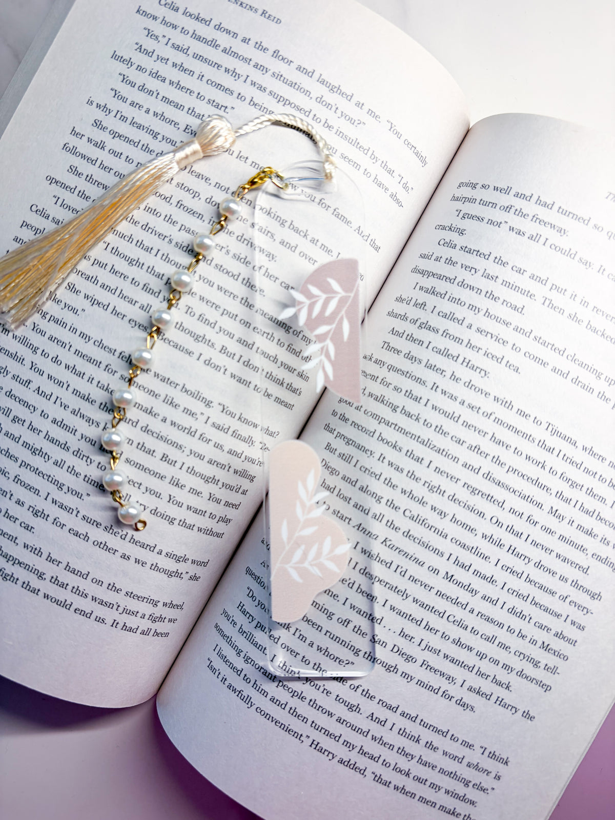 Elegant Leafy Acrylic Bookmark