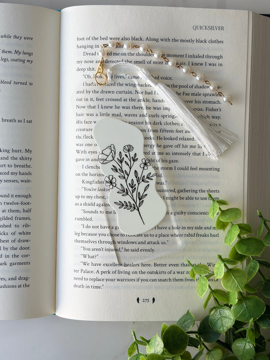 Elegant Flower Acrylic Bookmark