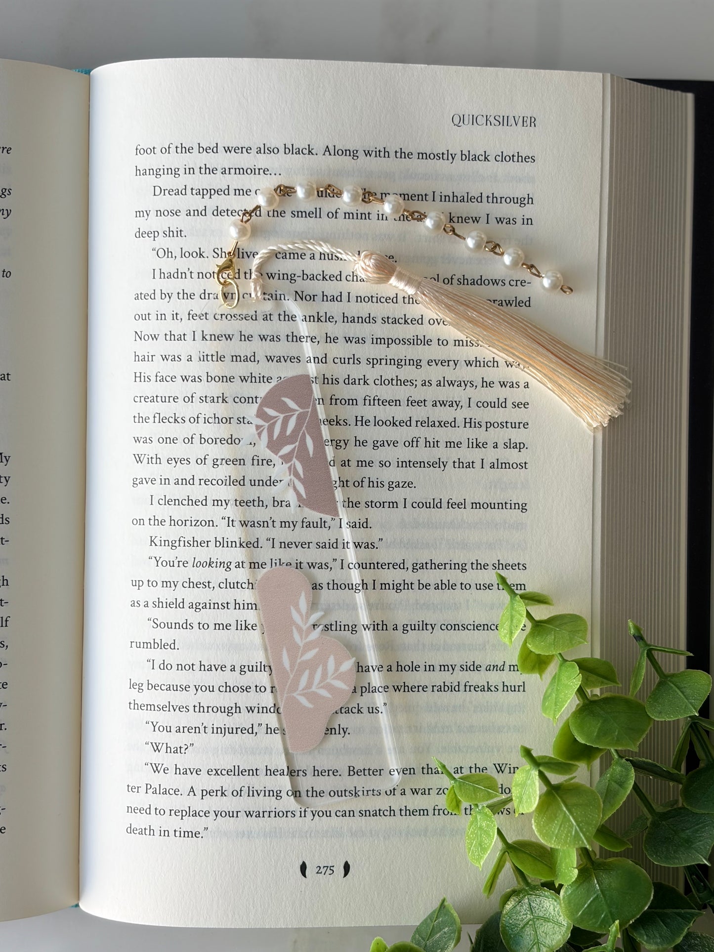 Elegant Leafy Acrylic Bookmark