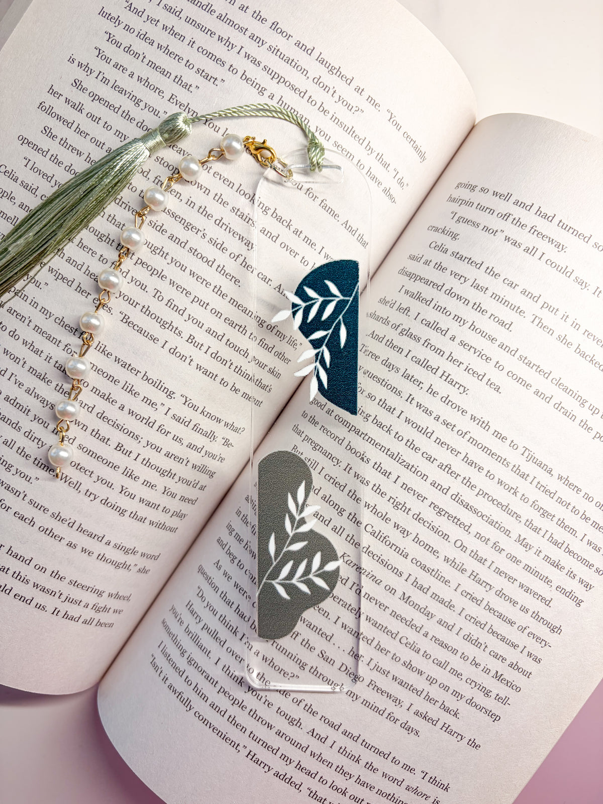 Elegant Leafy Acrylic Bookmark
