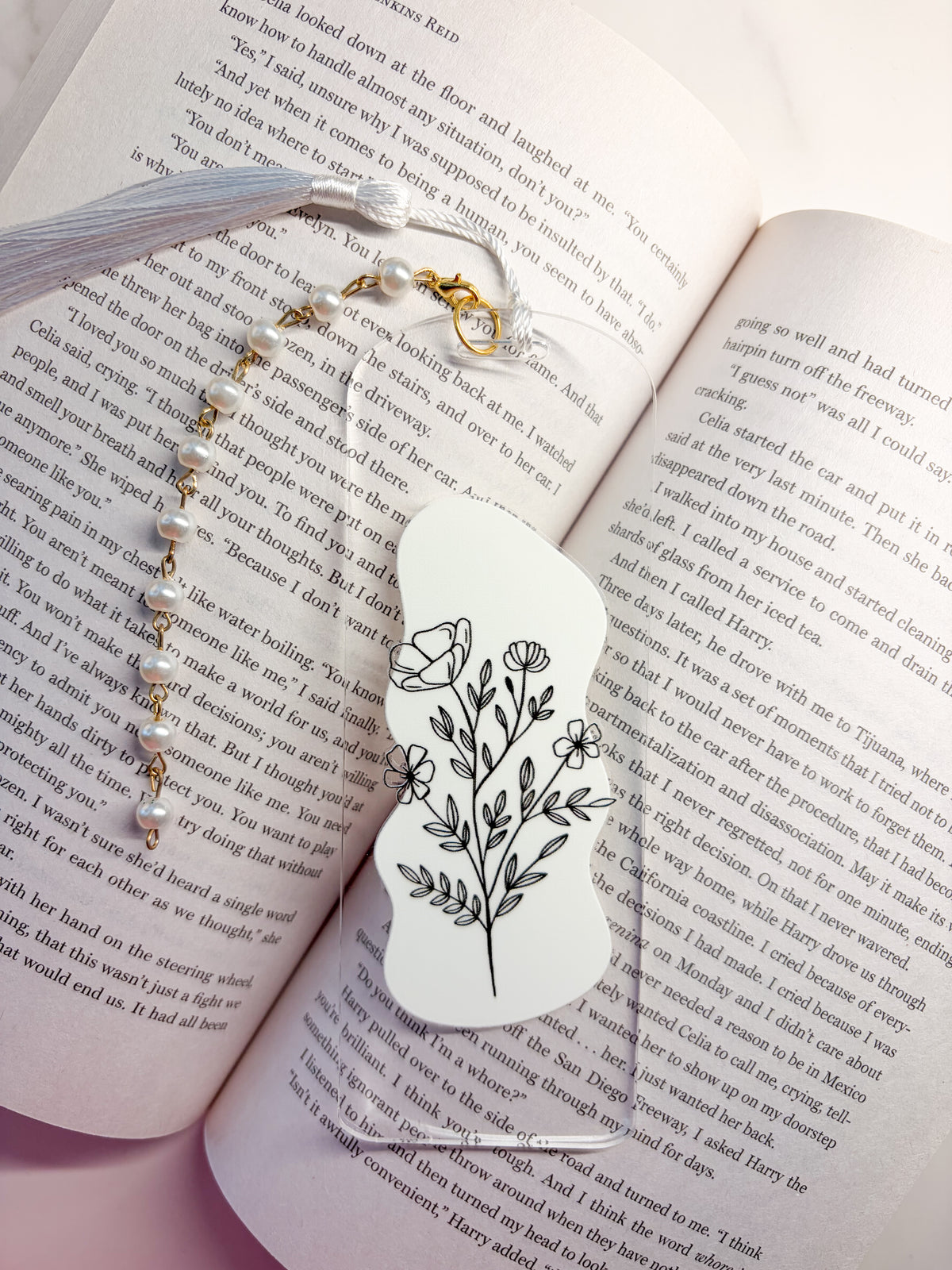 Elegant Flower Acrylic Bookmark